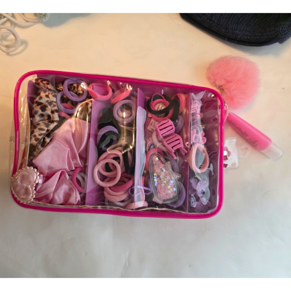 Luxe by ... Girls Everyday Hair 126pc Pink Hair Accessory Set w/ Carrying Pouch